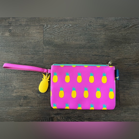 Brand new Dabney Lee New York pink clutch with pineapples and pineapple dangle. - Picture 2 of 8